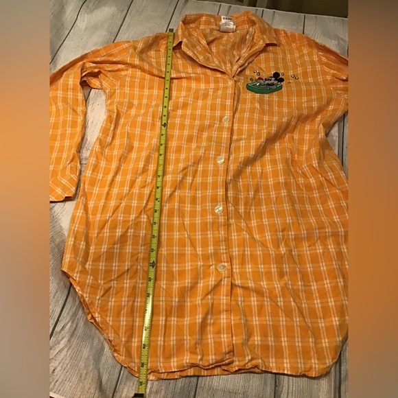 Walt Disney World orange plaid Mickey Mouse bathtub long sleeve -S/M - Picture 3 of 6